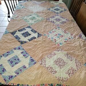 Vintage Handmade Quilt Full QUEEN Twin Bedspread Blanket Farmhouse Cabin 62"X76"